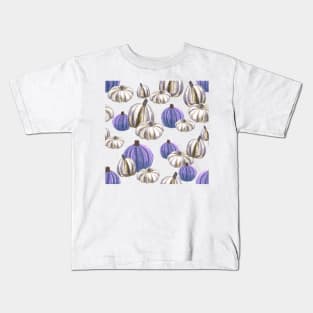 Watercolor Halloween Pumpkins - Lavender & White Kids T-Shirt